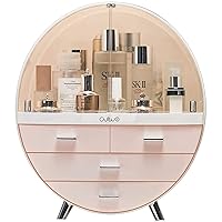Home Fashion Drawer Makeup Storage Box Bathroom Brush Lipstick Holder Desktop Acrylic Jewelry Cosmetic Skin Care Organizer Rack (Large,Pink)