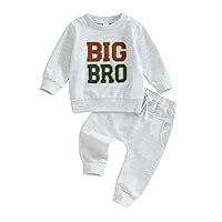 Baby Boy Big Little Brother Matching Outfit Long Sleeve Sweatshirts and Stretch Jogger Pants Fall Winter Clothes Set