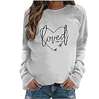 Womens Crewneck Sweatshirts Trendy Heart Print Thin Pullover Raglan Long Sleeve Shirts Teen Girls Cute Fall Tops