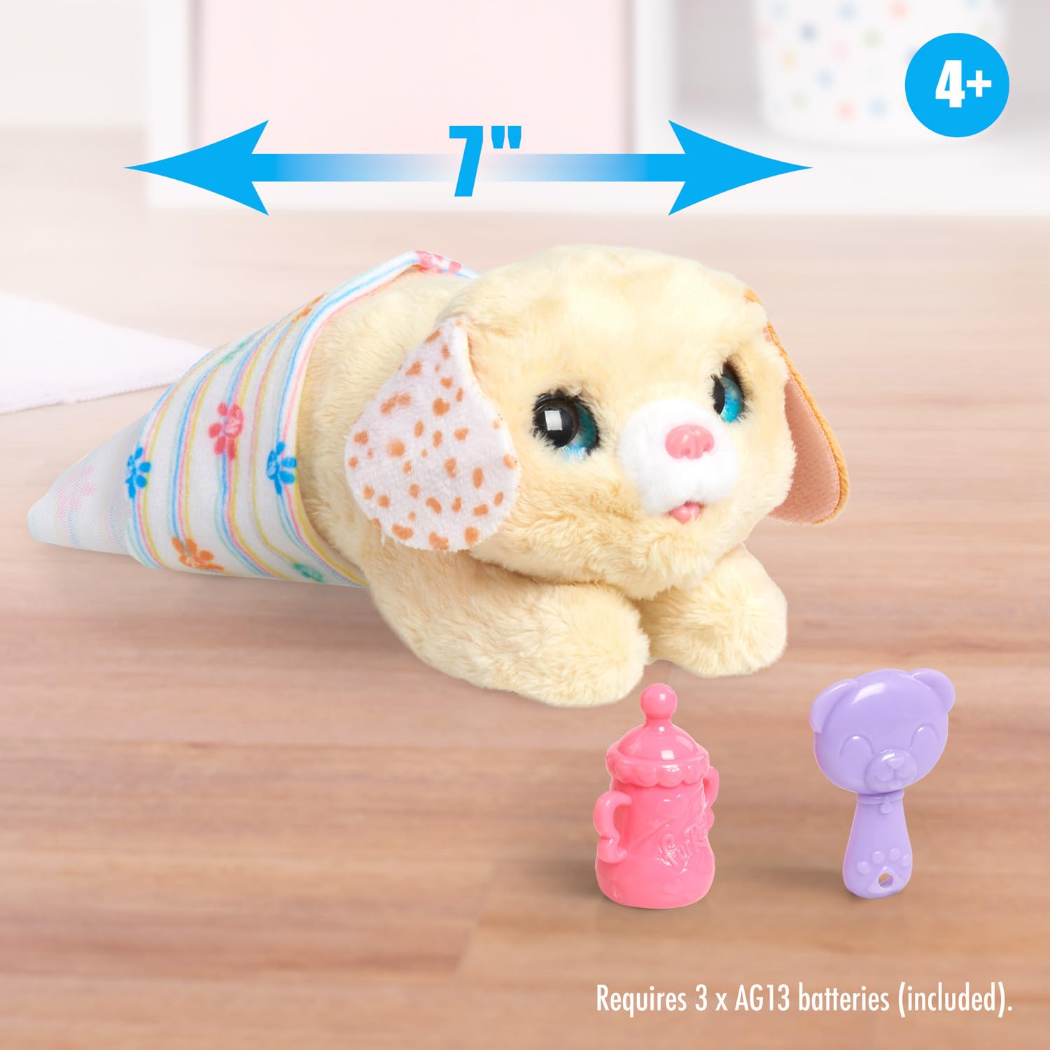 Just Play furReal Newborns Puppy Interactive Pet, Small Plush Puppy with Sounds and Motion, Kids Toys for Ages 4 Up