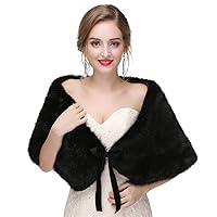 Women's 1920s Faux Fur Shawl Bridal Wedding Fur Wraps and Bolero Shrug Faux Mink Stole for Women and Girls