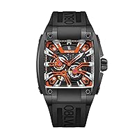 OBLVLO Men Super Luminous Automatic Watches Sport Luxury Watch Square Skeleton Mechanical Rubber Strap Watches GM