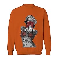 VICES AND VIRTUES 0333. Marilyn Monroe Gangster Red Rose Cool Graphic Hipster Red Roses Summer men's Crewneck Sweatshirt