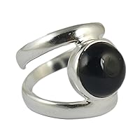 Navya Craft Black Onyx Round 925 Sterling Silver Women Ring Custom US Ring Size 4 to 14 Birthday Anniversary Wedding Marriage Gift Wife her Girl Friend Mother Sister Daughter best friend