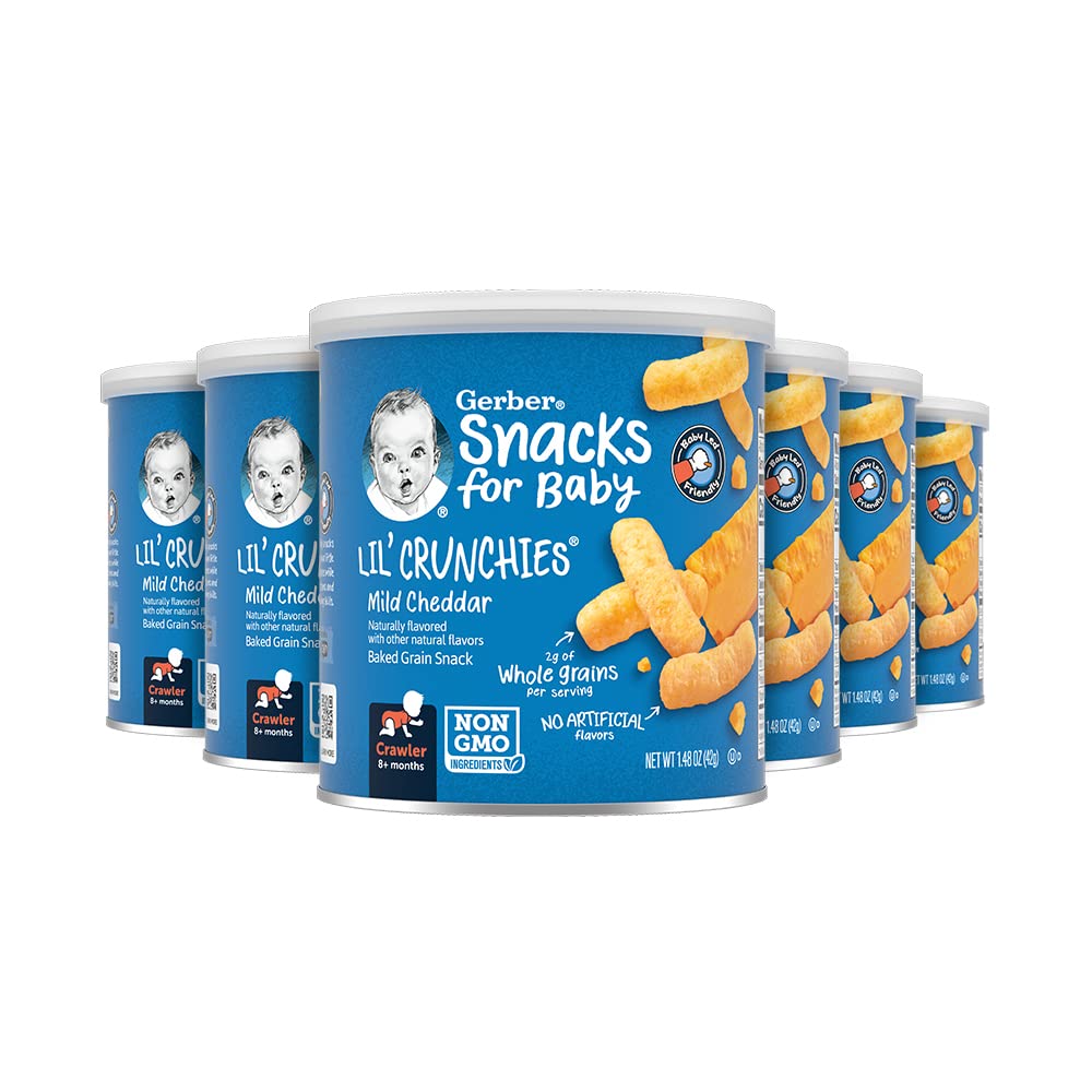 Gerber Snacks for Baby Lil Crunchies, Mild Cheddar, 1.48 Ounce (Pack of 6)