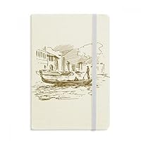 River Boat Landmark Sketch Landscape Notebook Official Fabric Hard Cover Classic Journal Diary