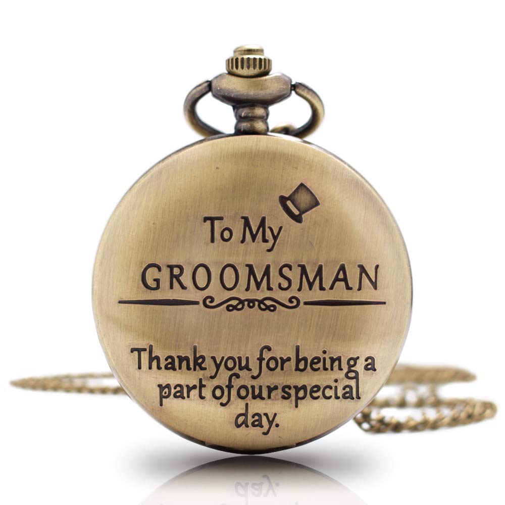 1x Groomsman Gifts for Wedding｜Best Man Pocket Watch｜ Engraved Best Man Pocket Watch with Chain ｜Gift for Best Man Mens' Watch