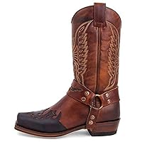 Western Boots Cowboy Boots for Men Square Toe Boots Chunky Heels Embroidered Stitching Western Boots Wide Calf Lightweight Waterproof PU Leather Traditional Country Casual Mid Calf Boot Outdoor