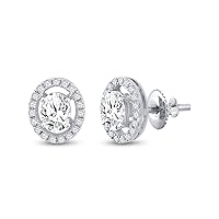 The Diamond Deal 14kt White Gold Womens Oval Diamond Solitaire Stud Earrings 1-1/4 Cttw
