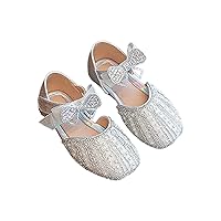 Girl Barefoot Sandals Bow Mary Jane Shoes Ballerina with Satin Ankle Tie for Wedding Birthday Party Solar Slides