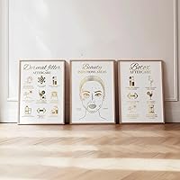 NATVVA Face Inje-ction Aftercare Wall Art 3 Pieces Bo-tox After-care Poster Canvas Prints Der-mal Fi-ller Artwork for Beauty Clinic Decor With Inner Frame