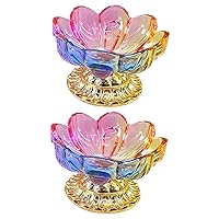 2pcs Lotus Fruit Plate Wedding Decorations for Ceremony Glass Table Decor Fruit Serving Plate Cake Tray Lotus Shape Snack Tray Cake Plate Altar Alloy Copper Plating Food