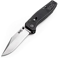 Flare Folding and Pocket Knife Assisted Opening Tech Knife w/ 3.5 Inch Stainless Straight Edge Blade & Tactical Knife GRN Grip (FLA1001-CP), Black