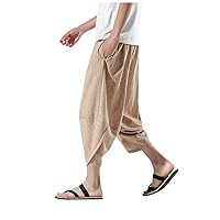 Pants for Men Sweatpants Cargo Baggy Lightweight Elastic Waist Wide Leg Casual Loose Beach Solid Pants Trousers
