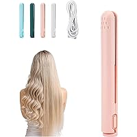 Mini Dual-Purpose Curling Iron, 2 in 1 Mini Hair Straightener and Curling Iron, Ceramic Mini Portable Hair Iron, Hair Straightener and Curler, Protable for Travelling, DIY Hairstyle Anywhere (Pink)