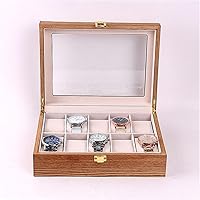 10 Grid Vintage Wooden Watch Box Case Display Storage Box Men Ladies Watch Jewelry Box (Color : B, Size