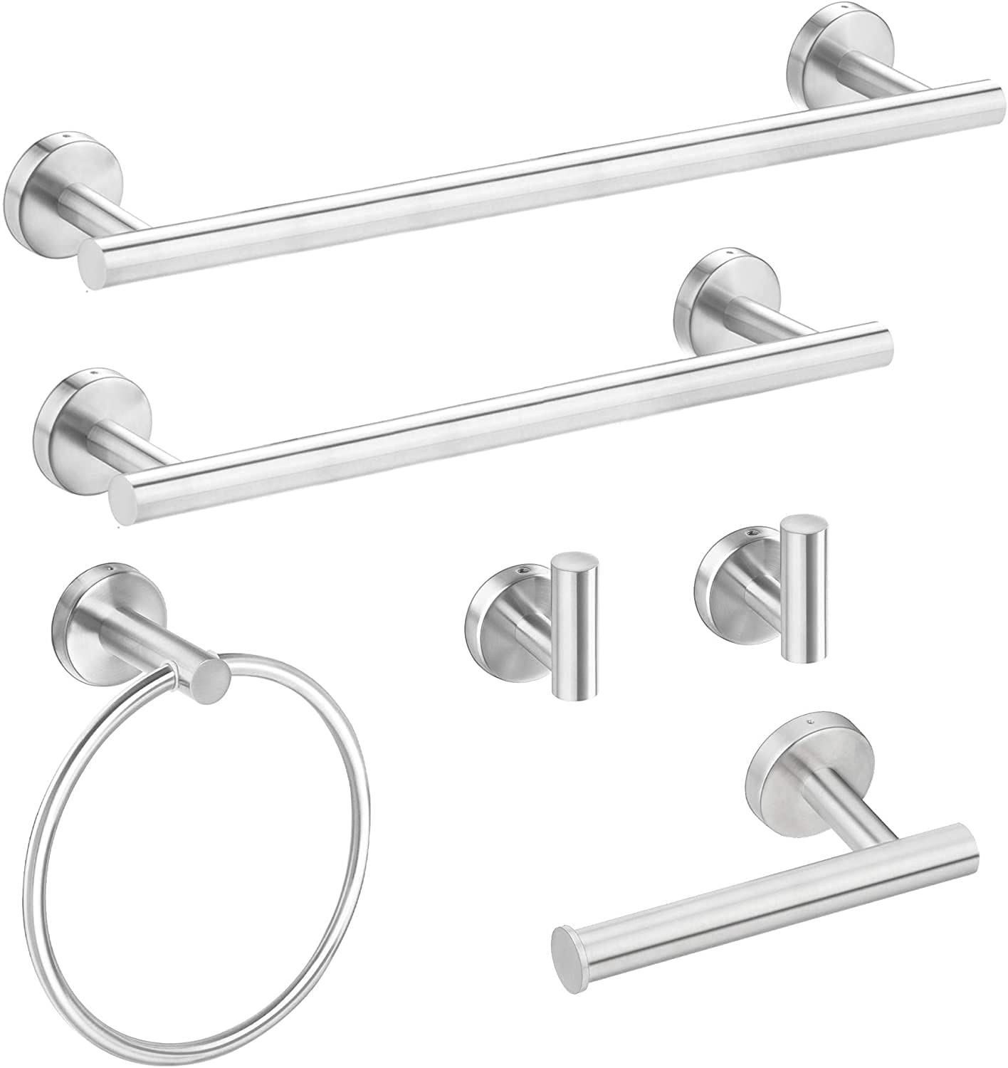 Bathroom Hardware Set, 6-Piece Brushed Nickel Bath Accessories Set Wall Mount Includes 17/23