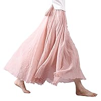 Linen Maxi Skirt, Cotton Maxi Skirts for Women, Women's Bohemian Style Elastic Waist Band Long Linen Skirt