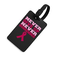 Never Surrender Breast Cancer Awareness Cute Luggage Tags for Suitcases Personalized Baggage Identify Labels