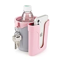 Accmor 3-in-1 Bike Cup Holder with Cell Phone Keys Holder, Bike Water Bottle Holders,Universal Bar Drink Cup Can Holder for Bicycles, Motorcycles, Scooters, Grey Pink