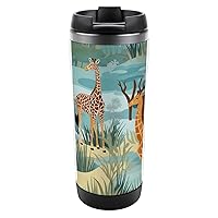 Giraffe Forests Funny Coffee Mug Insulated Travel Drinking Cup with Lid for Home Office Outdoor Works