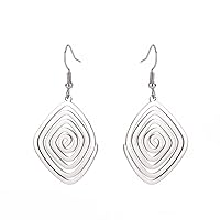 TEAMER Irregular Swirl Maze Earrings Stainless Steel Geometric Irregular Spiral Dangle Earrings Exaggerated Punk Jewelry for Women