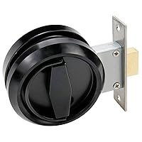 1 Set Recessed Flush Lock for Cabinet 201 Stainless Steel Round Sliding Door Pull Hidden Privacy Locker Knobs Handles (Black)