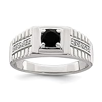 925 Sterling Silver Mens Simulated Onyx and White Topaz Ring Jewelry for Men - Ring Size Options: 10 11 9