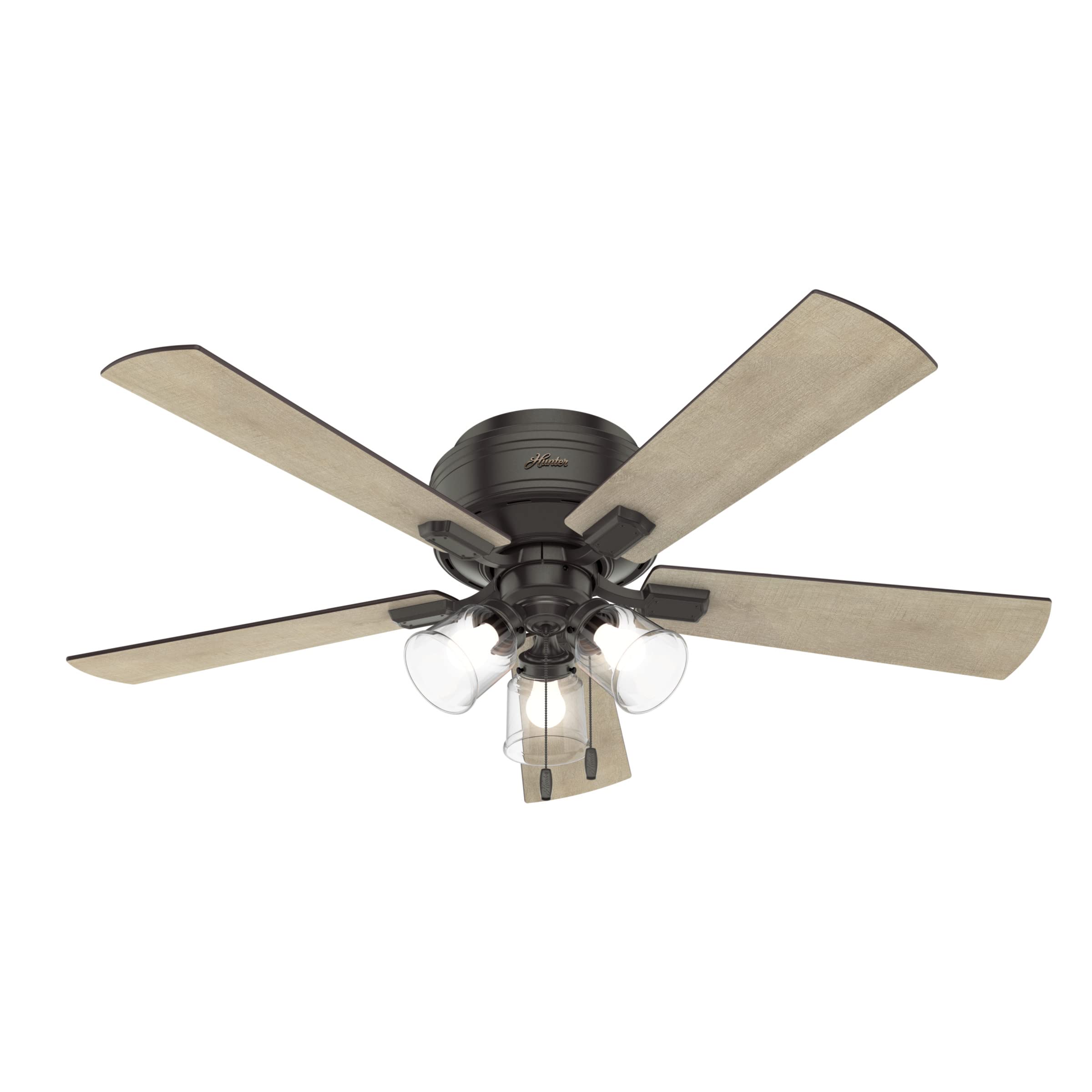 Hunter Crestfield Indoor Low Profile Ceiling Fan with LED Light and Pull Chain Control, 52
