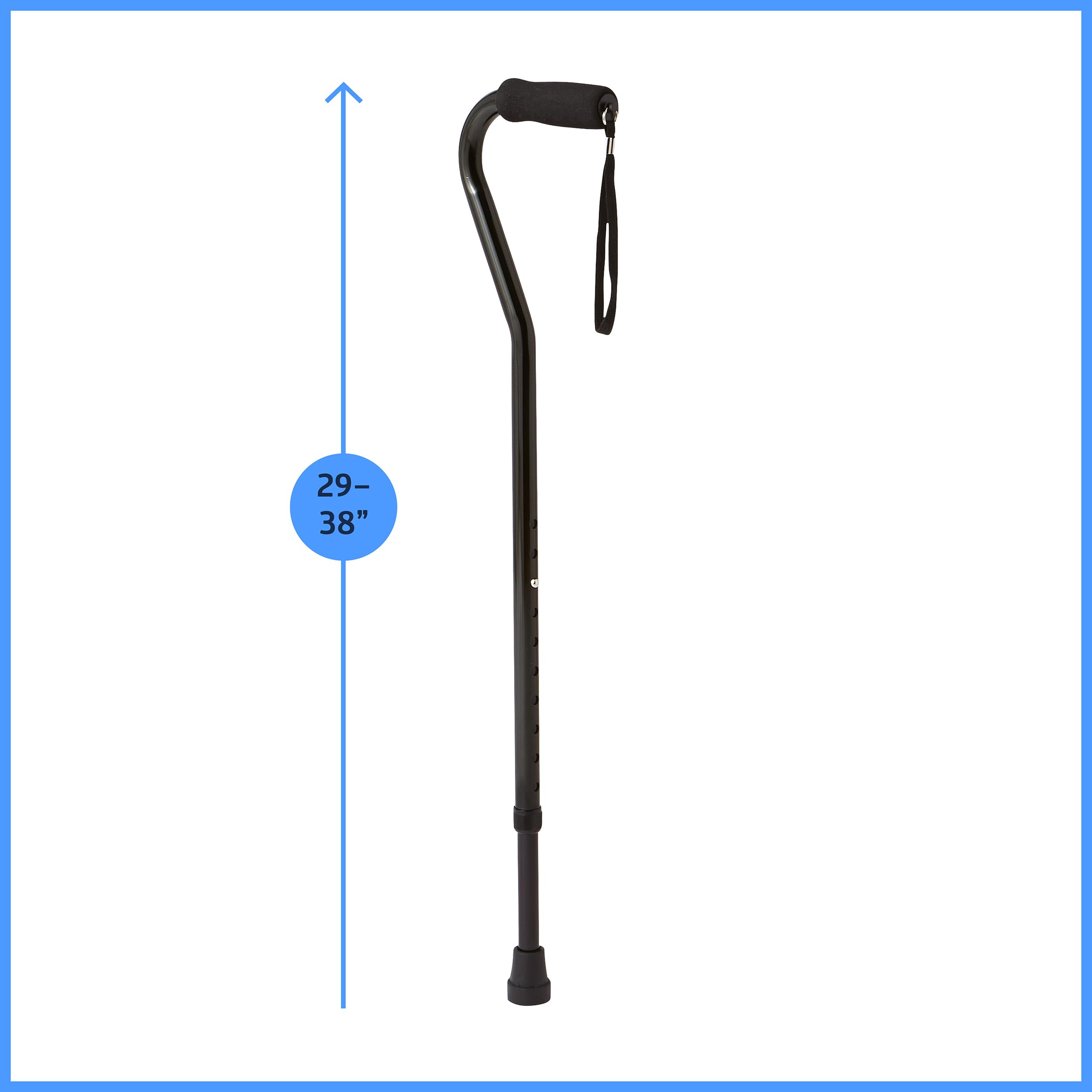 Medline Aluminum Offset Walking Cane for Seniors & Adults is Portable and Lightweight for Balance, Knee Injuries, Mobility & Leg Surgery Recovery