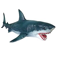 Gemini & Genius Sea Life Great White Shark Action Figure Megalodon Shark Model Toy Soft Rubber Realistic Ocean Shark Educational and Role Play Toys for Kids and Collectors (Great White Shark)