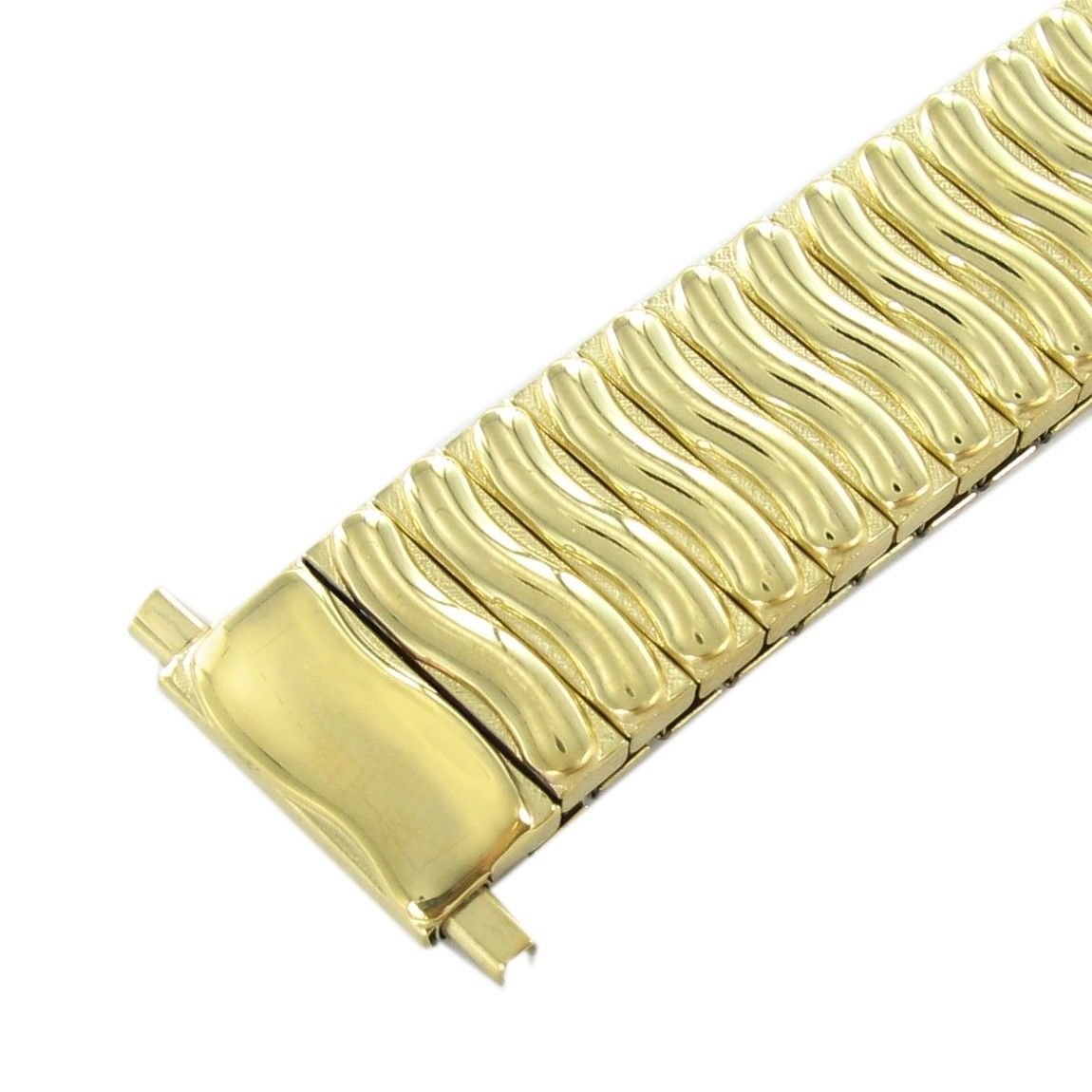 16-20mm Speidel Stainless Shiny Gold Tone Wave Mens Expansion Watch Band 1512/37