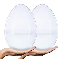 Set of 2 Giant Transparent Jumbo Size Clear Plastic Easter Eggs 10 Inches