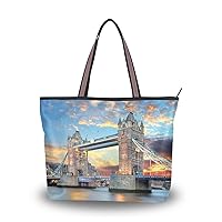 Fashion Shoulder Tote Bag for Women, Tower Bridge London Cityscape Handbags Large