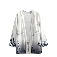 Autumn and winter Chinese style men's vintage printed cape Day Daopao cardigan