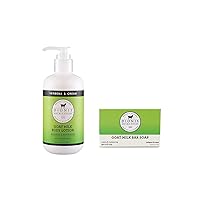 Dionis Goat Milk Skincare Verbena & Cream Scented Lotion (8.5oz) and Hand & Body Bar Soap (6oz) Bundle - Made in USA - Cruelty Free and Paraben Free Formula
