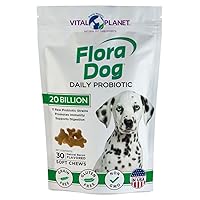 Vital Planet - Flora Dog Probiotics, Dog Chews Supplement with 20 Billion Cultures and 11 Strains, Immune and Digestive Support Chewable Probiotics for Dogs, 30 Natural Bacon Flavored Soft Chews