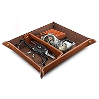 Leather Tray Organizer - Practical Storage Box for Wallets, Watches, Keys, Coins, Cell Phones and Office Equipment