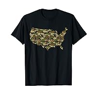 USA Patriotic American map Camouflage Military 4th of July T-Shirt