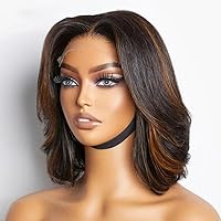 Blonde Highlight 1b/30 Ombre Color 13x4 HD Transparent Lace Front Human Hair Wigs Glueless Wig For Black Women HD Lace Front Wig 13x4 Lace Frontal Match All Skin 150 Density Remy For Women 10 Inch