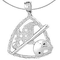 Silver Baseball Diamond Necklace | Rhodium-plated 925 Silver Baseball Diamond Pendant with 18