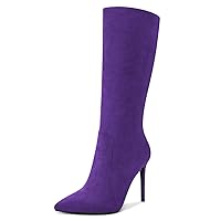 Castamere Women High Heel 3.9 Inches Heels Pointed Toe Zipper Mid Calf Boots Wedding Office Sexy Dress Boots