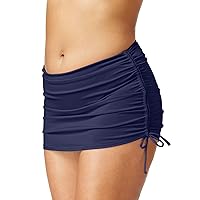 Plus Size Side-Tie Ruched Swim Skirt Navy 24W
