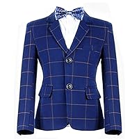 Boys' Plaid Suit Blazer Two Buttons Notch Lapel Casual Groom Jacket