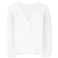 The Children's Place Girls' Uniform V Neck Cardigan White XS (4)