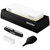 Secura Whetstone Knife Sharpening Stone Set 1000 6000 Grit Double Side Water Stones Sharpener with Flattening Stone Non Slip Base and Angle Guide