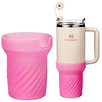 Silicone Boot for Stanley Cup 40 oz.Cover Boots Adapt for Stanley 40 oz Tumbler with Handle, Cup Protector Sleeve Cup Cover for Stanley with Straw, Topper Stanley Cup Accessories(Translucent Pink)