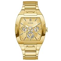 GUESS Men's 43mm Watch - Gold Tone Strap Champagne Dial Gold Tone Case