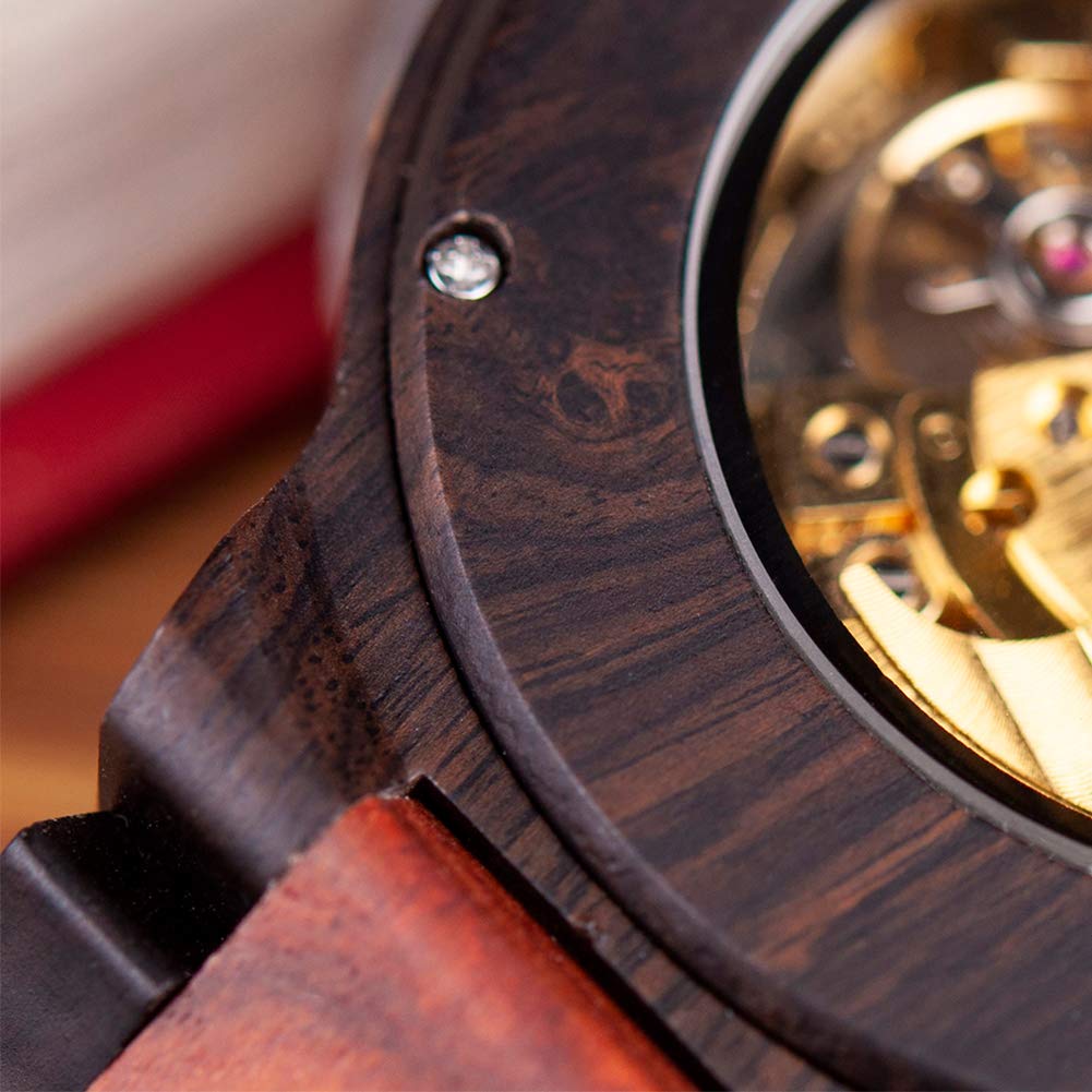 BOBO BIRD Men's Wooden Watch Luxury Mechanical Wrist Watch Lightweight Wooden Band (Brown), Bracelet Type