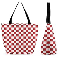 Red White Plaid Pistoia Flag Tote Bag for Women Large Handbags Top Handle Satchel Fashion Shopping Bags